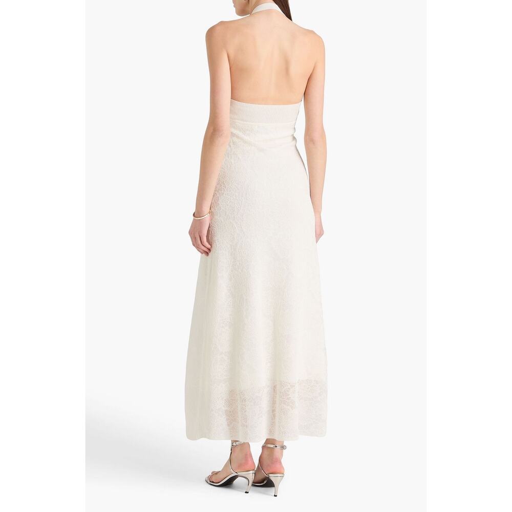 Sandro Paris beach wedding halter Maxi Angie Dress Lace Plunge V Neck Cream - Picture 4 of 11